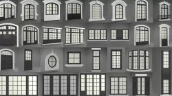 Classic arched jamb outdoor window-door set 3D model