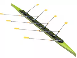 Eight Men Rowing Boat 3D model