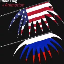 Ethnic Flag with Animation Low-poly  3D model