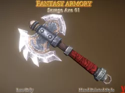 Fantasy Armory - Savage Axe 01 Low-poly  3D model