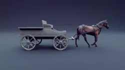 horse and wagon animated 3D model