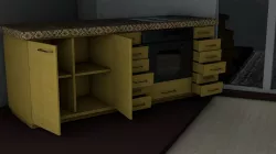 Kitchen Table With Oven Low-poly  3D model