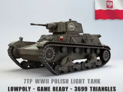 Low Poly 7TP light tank Low-poly  3D model