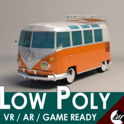 Low-Poly Cartoon VW Transporter Bus Low-poly  3D model