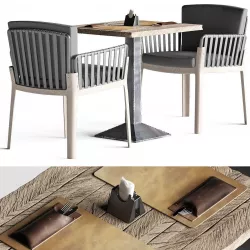 Miami chair welded table and table setting 3D model