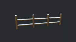 Modular Cartoony Snow Covered Fence Low-poly  3D model