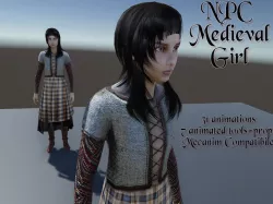NPC Medieval Girl Low-poly  3D model