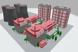 Nuclear Power Plant Low-poly  3D model