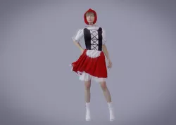 Red hat girl costume 3D model