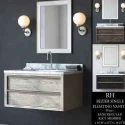 RH BEZIER SINGLE FLOATING VANITY 3D model