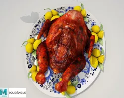 Roasted turkey and animated flies 3D Model 3D model