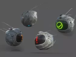 SciFi Futuristic drone robot Low-poly  3D model