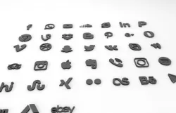 Social media icons 3d model 3D model
