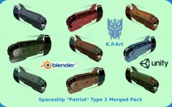 Spaceship Patriot Type 2 Merged Pack Low-poly  3D model