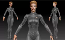 Star Trek Seven of Nine T-pose Low poly and High poly Low-poly  3D model