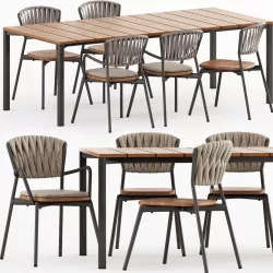 Table PIER 023 and Chairs PIPER 120 121 220 221 by Roda 3D model