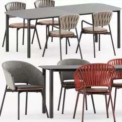 Table PIPER 030 and Chairs PIPER 120 221 022 122 by Roda 3D model