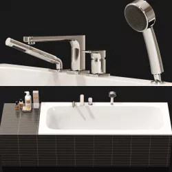 Villeroy and Boch Bathtub and Tap with Cosmetics 3D model