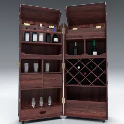 Wardrobe Trunk Bar Colonial PBR 3D model