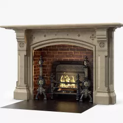 Westland London A Large Yorkstone Gothic Style Antique Fireplace 3D model