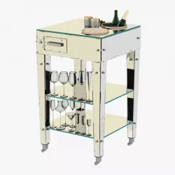 Adnet Rare Mirrored Art Deco Refraicher with botlle and glasses 3D model