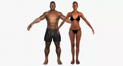 African American Male And Female Rigged 3D model