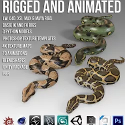 Animated Pythons PBR Vol 1  Low-poly  3D model