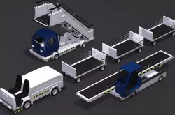 Baggage Cart Passenger Boarding Stairs Car 3D model