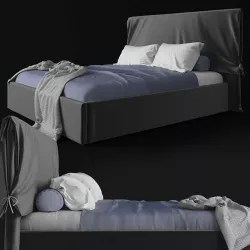 Big Bed with Sheets 3D model
