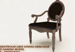 Brentwood Grey Dining Armchair 3D Model  3D model