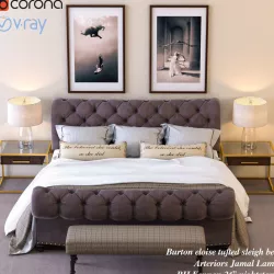 Burton eloise tufted sleigh bed 3D model