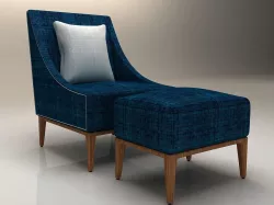 Chair with Footstool Low-poly  3D model
