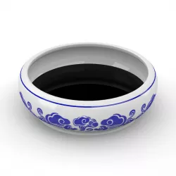 Chinese Calligraphy Brush Ceramic Ink Dish with ink Low-poly  3D model