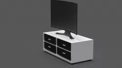 Curved LCD Television-TV Table Low-poly  3D model