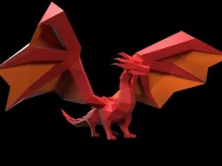 Dragon low poly origami Low-poly 3D model