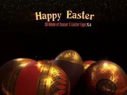 Easter Eggs and Saucer 3D model