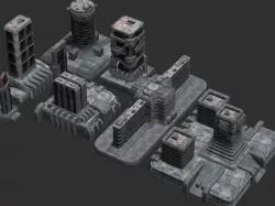 FutureCity Sci-Fi City Cityscape  Low-poly  3D model