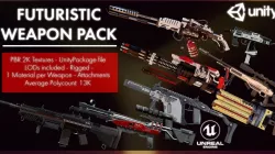 Futuristic Weapon Pack - Unity and Unreal Packages Low-poly  3D model