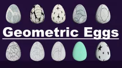 Geometric Eggs Pack Collect Monster Hatching Theme dragon Low-poly  3D model