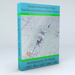 Guangzhou Baiyun CAN Airport Roads Buildings and Public Trans 3D model