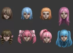 hair hair style short hair Low-poly  3D model