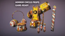 Horror circus props Low-poly  3D model