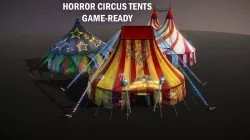 Horror circus tents Low-poly  3D model