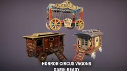 Horror circus vagons Low-poly  3D model
