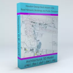 Houston George Bush IAH Airport Roads Buildings and Public Trans 3D model
