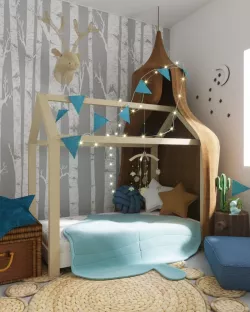 Kid Room interior with toys and decor scene 3D model