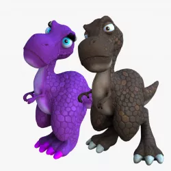 Larry and Lizzy Dinosaur Rigged 3D model
