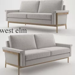 Leon Wood Frame Loveseat 68 by West Elm 3D model