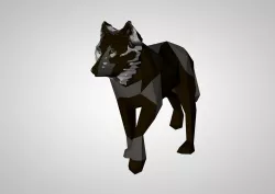 low poly 3D model of a wolf Low-poly  3D model