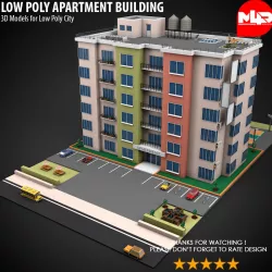 Low Poly Apartment Building Low-poly  3D model